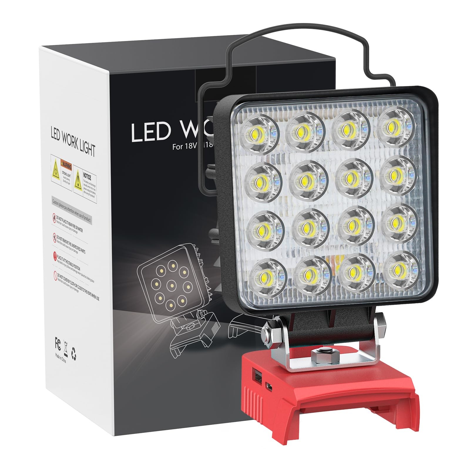 Portable LED Work Light Compatible with Milwaukee Battery, 112W 11200LM Flash...