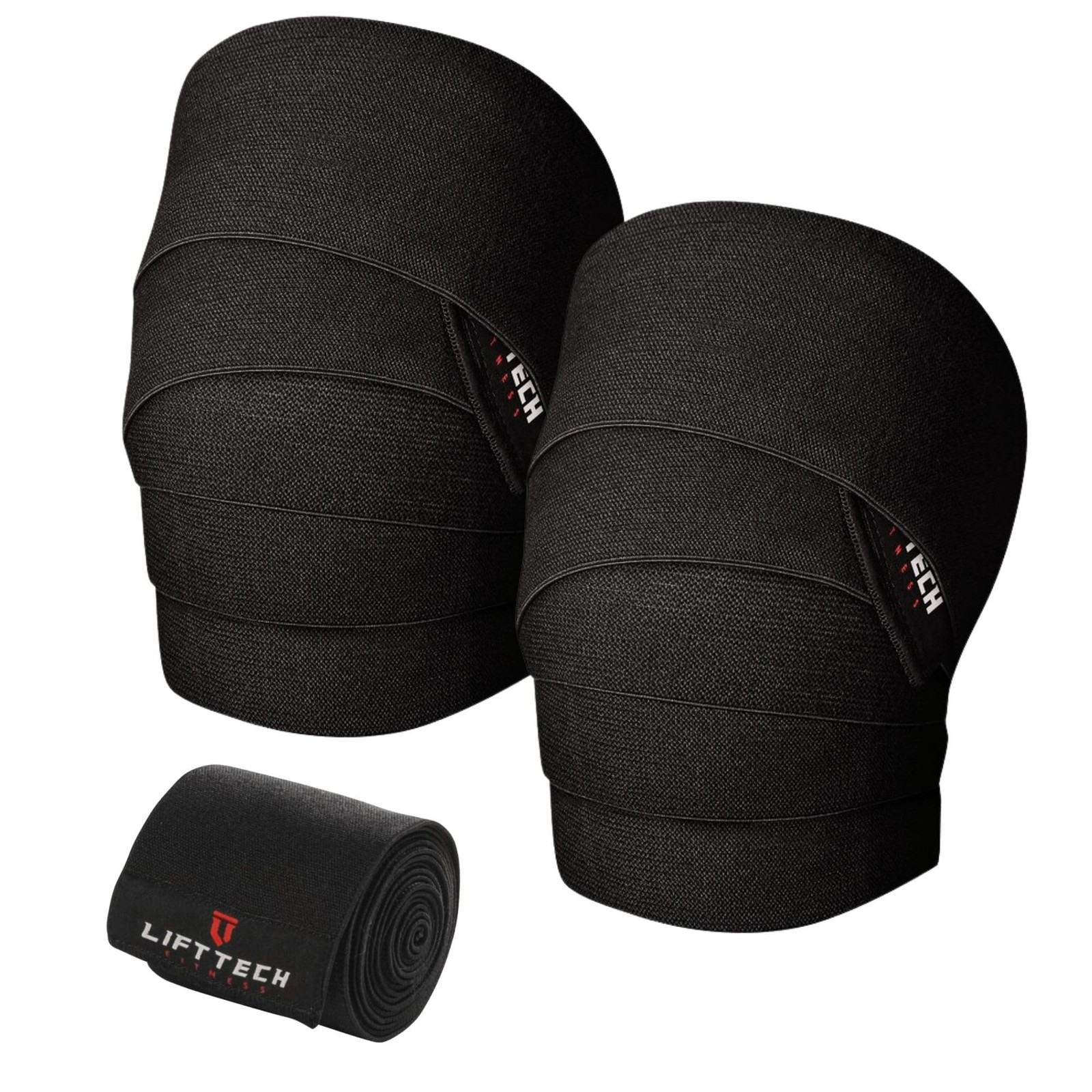 Lift Tech Pro Knee Wraps, Black, One Size
