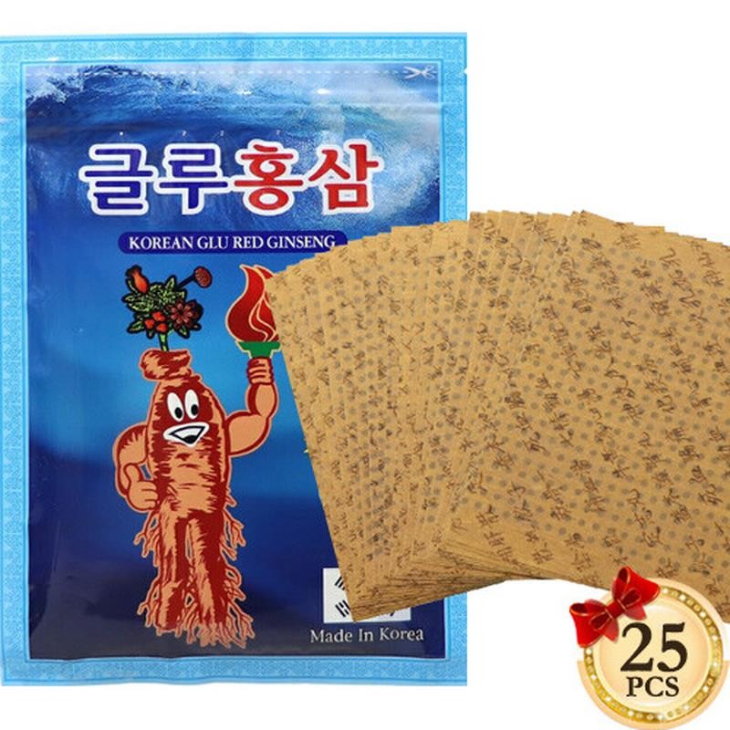 Korean Glu Red Ginseng Patch Power Strip Pain Relief Hot Pack Pad Patches Korea
