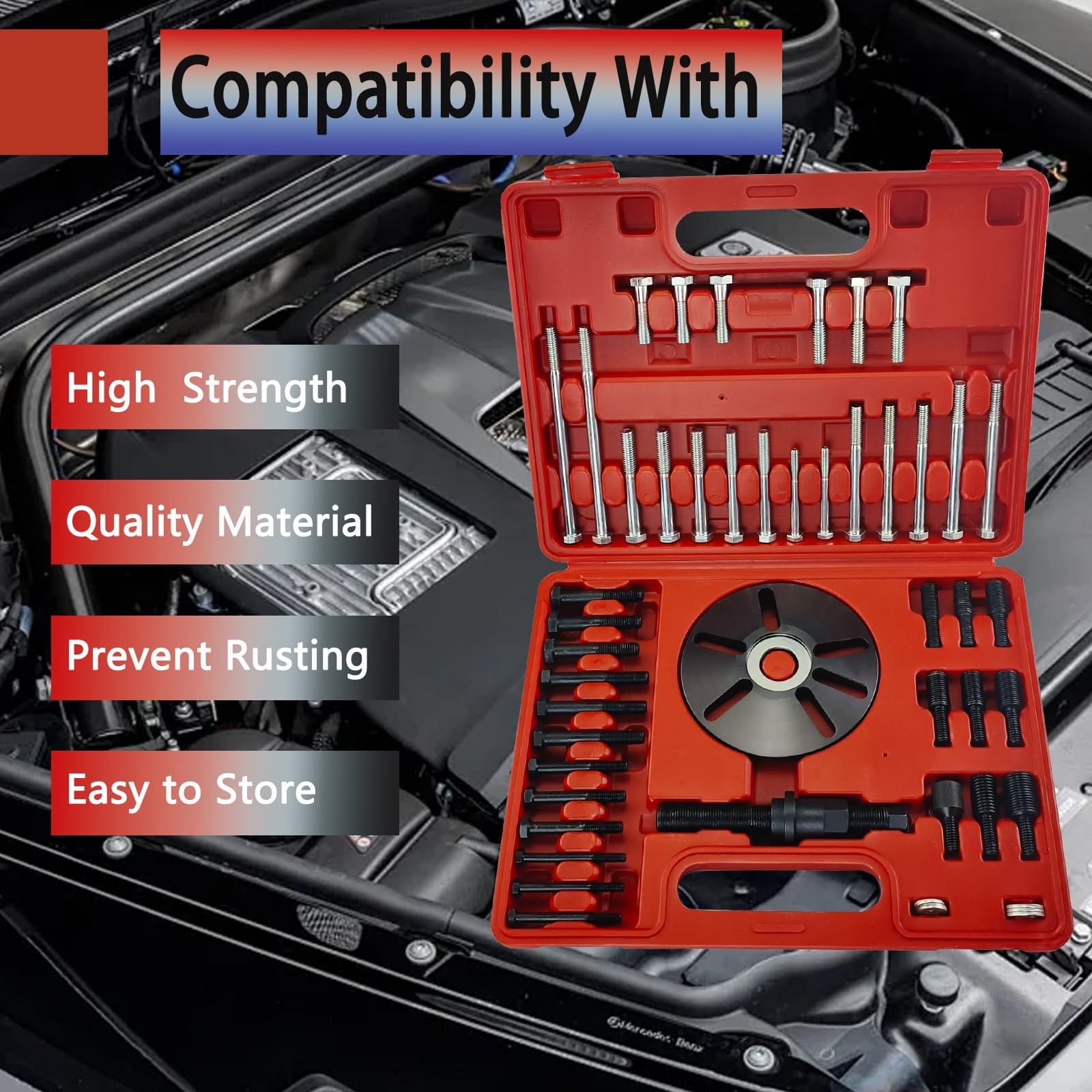 Heavy Duty Harmonic Balancer Crankshaft Pulley Steering Wheel Puller Tool Kit