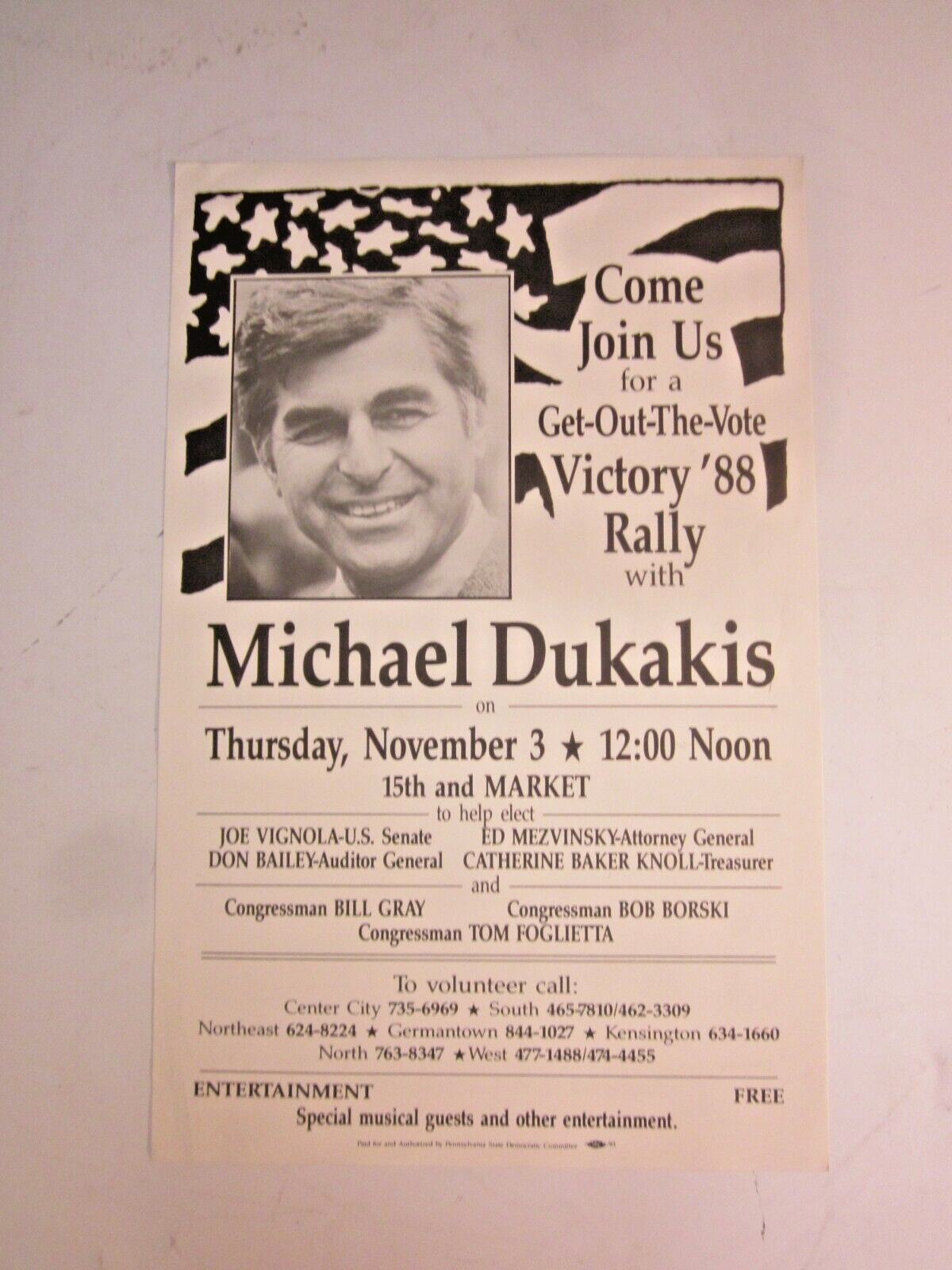 Michael Dukakis Presidential Campaign Poster 1988 Election