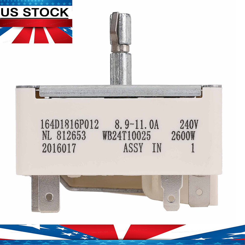 WB24T10025 Surface Burner Control Switch Replace for GE Electric Ranges 8 Inch