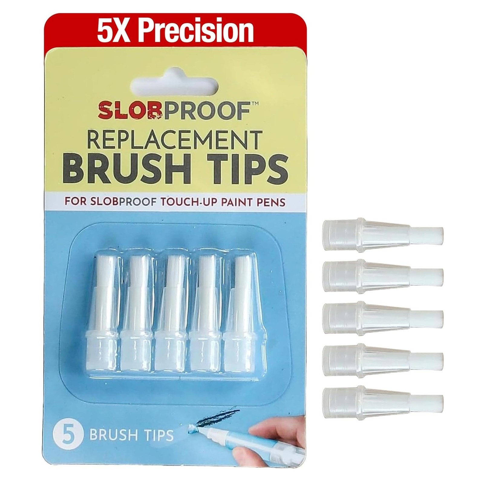 Slobproof Replacement Brush Tips for Refillable Touch-Up Paint Pens, Mess-Fre...