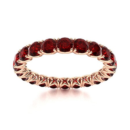 Garnet Stone Full Eternity Daughter Ring Jewelry 925 Sterling Silver