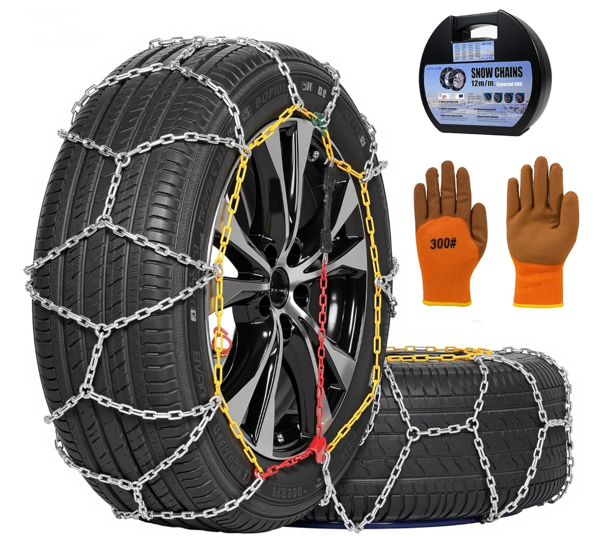 2PCS Snow Chains for Car SUV Pickup Trucks Car,Universal Adjustable KN130