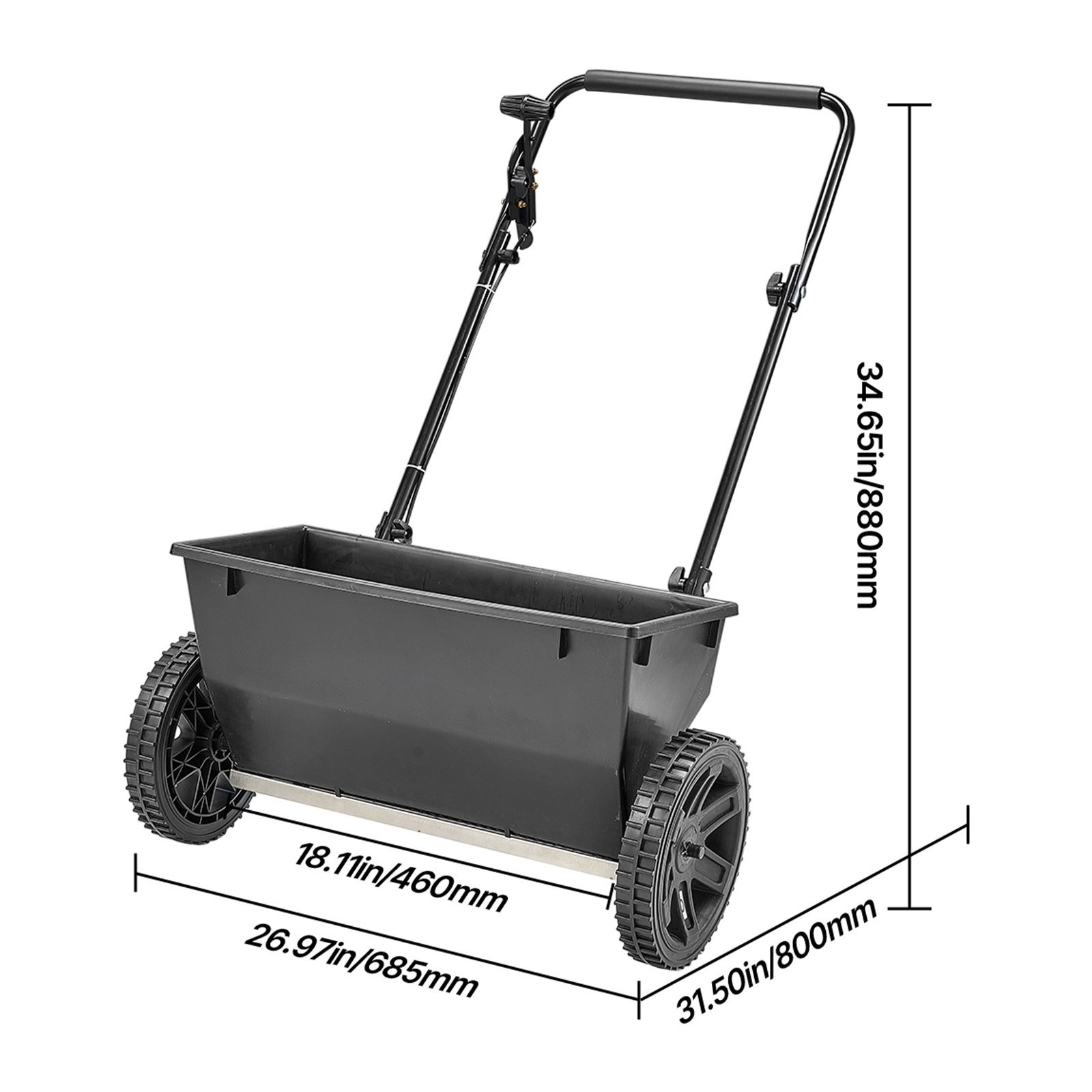 Walk Behind Push Drop Spreader 50LBS Lawn Garden Fertilizer Seed Salt Spreader