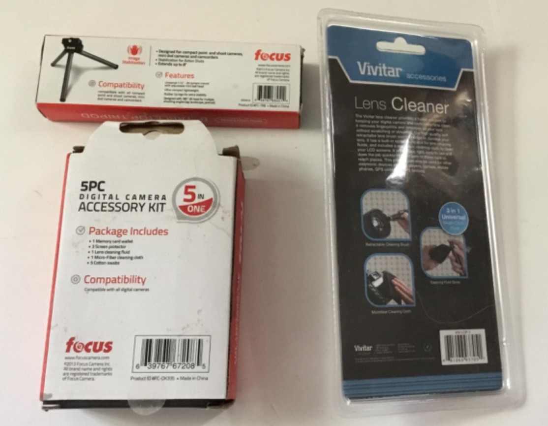 Focus 5 Piece Digital Camera Accessory Kit, Tabletop Tripod, Lens , Lens Cleane
