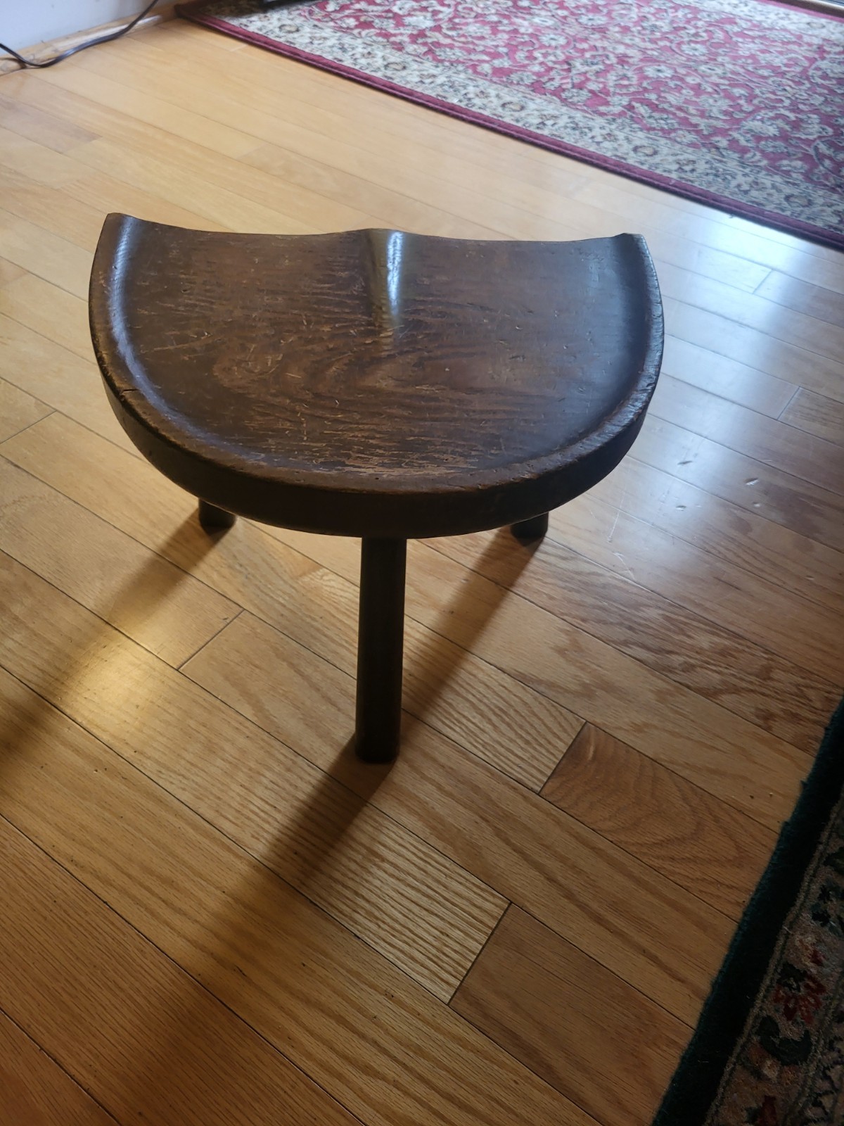 3 Legged Wooden Milking Stool Rustic Plant Stand Farmhouse American Craft