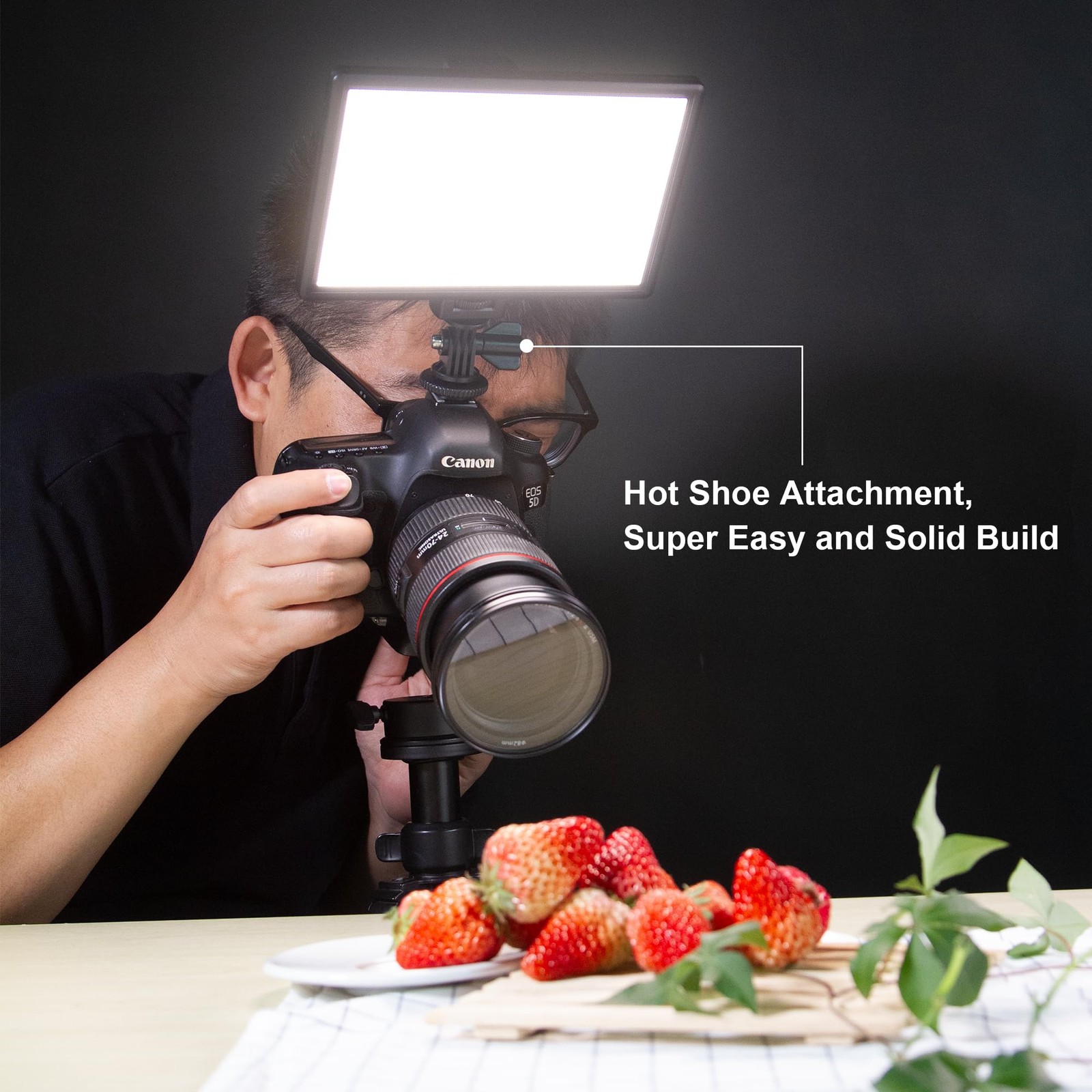 15W LED Video Light Panel, 3300K-5600K On Light, Super Thin Key Light Panel w...