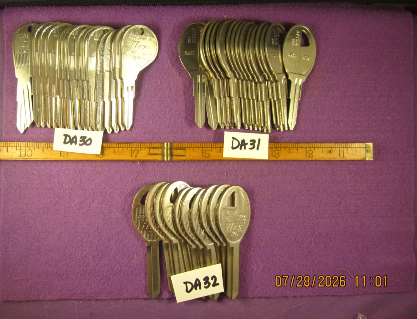46 PC NEW OLD STOCK UNCUT KEY BLANKS DA 30, DA 31, DA 32 NICKLE ILCO SILCA.