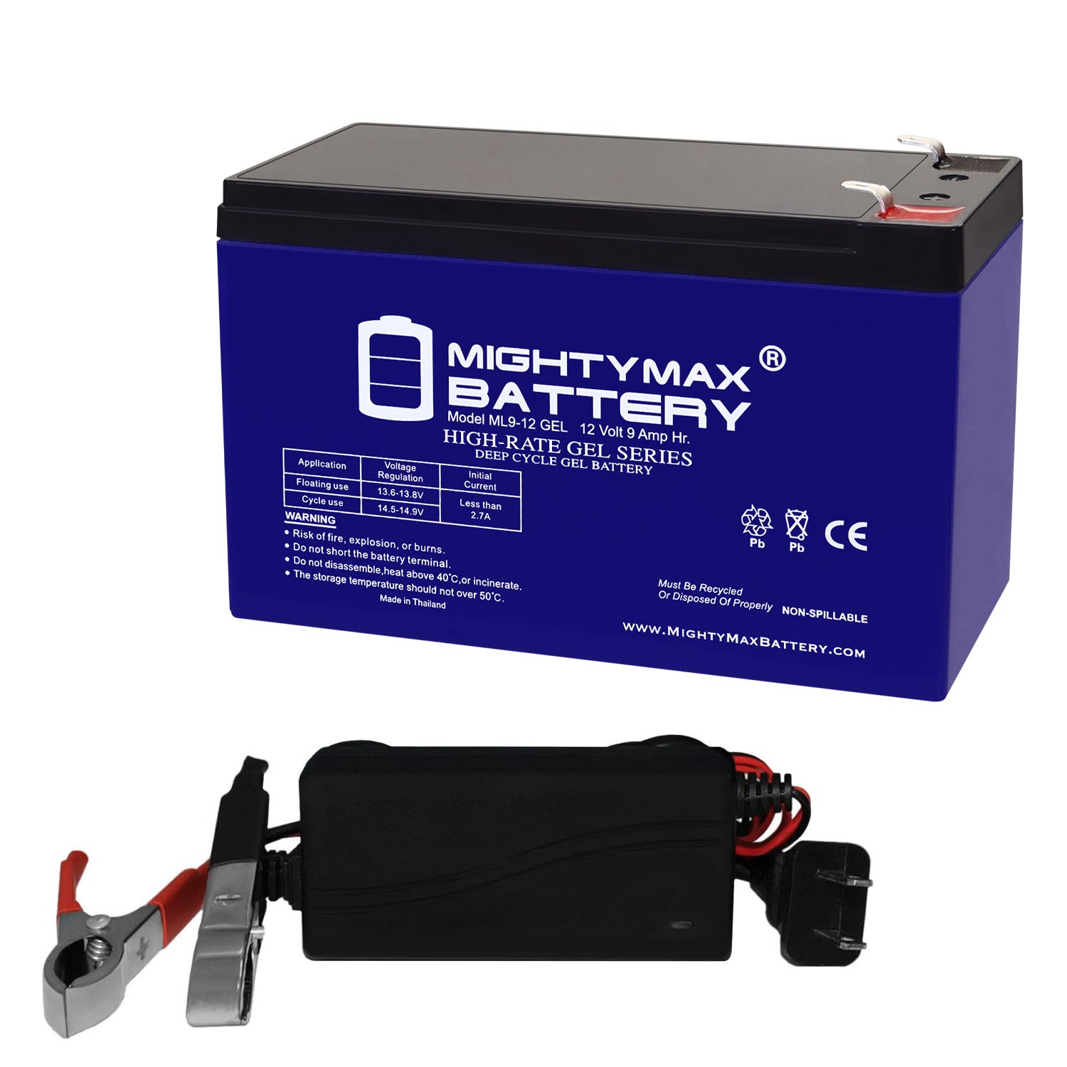 Mighty Max 12V 9AH GEL F2 Battery Compatible With APC SUA1500R2X93 + 12V Charger