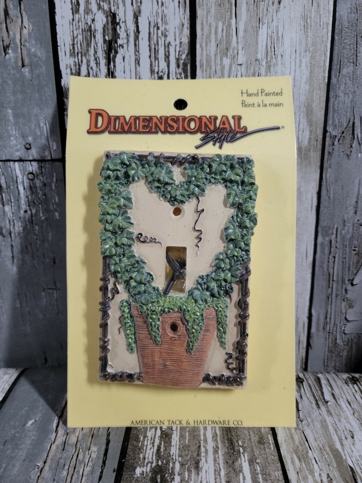 Dimensional Style Hand Painted Light Switch Cover Wall Plate Plant Pot VTG 3D