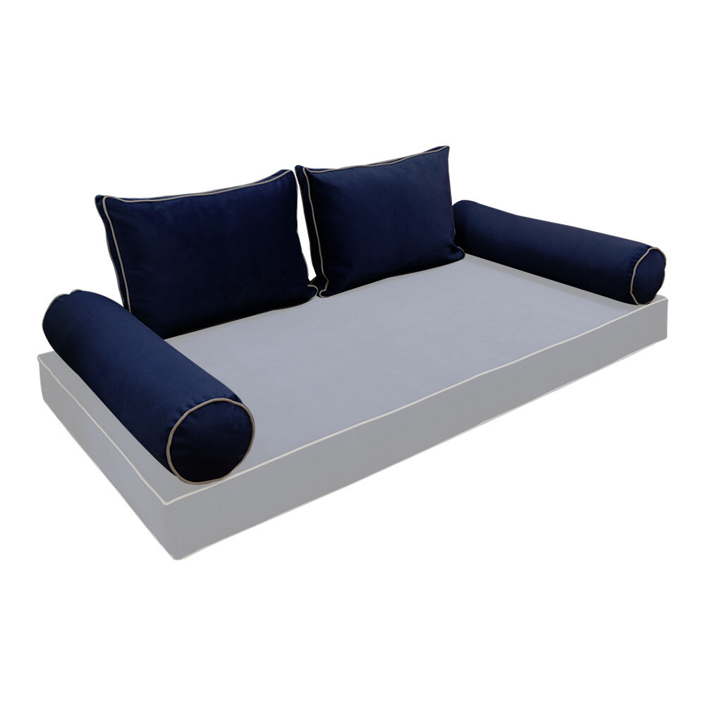 COVER ONLY Model V1 Twin Velvet Contrast Indoor Daybed Cushion Bolster - AD373