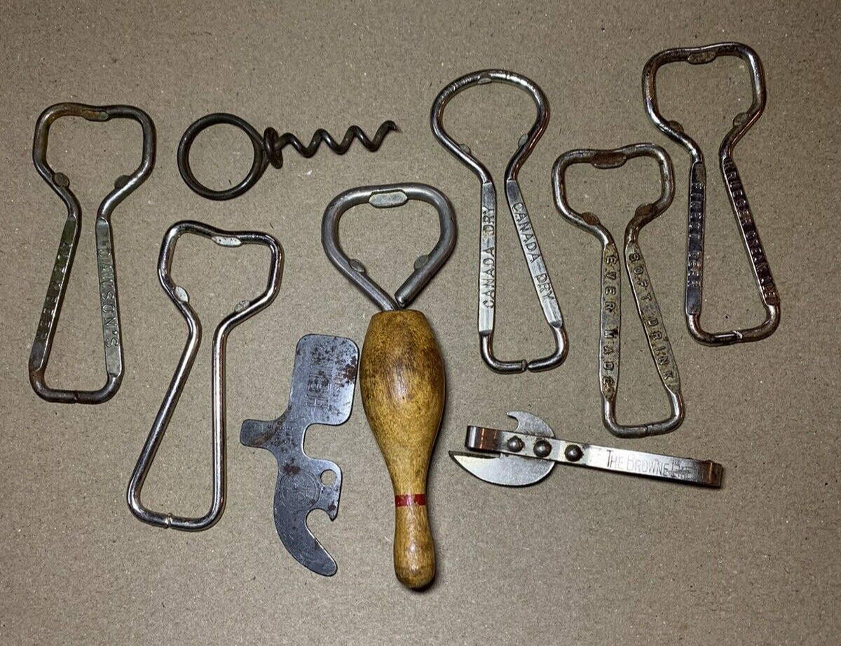 Vintage Metal Wooden Can/Bottle Openers Advertising Lot Of 9