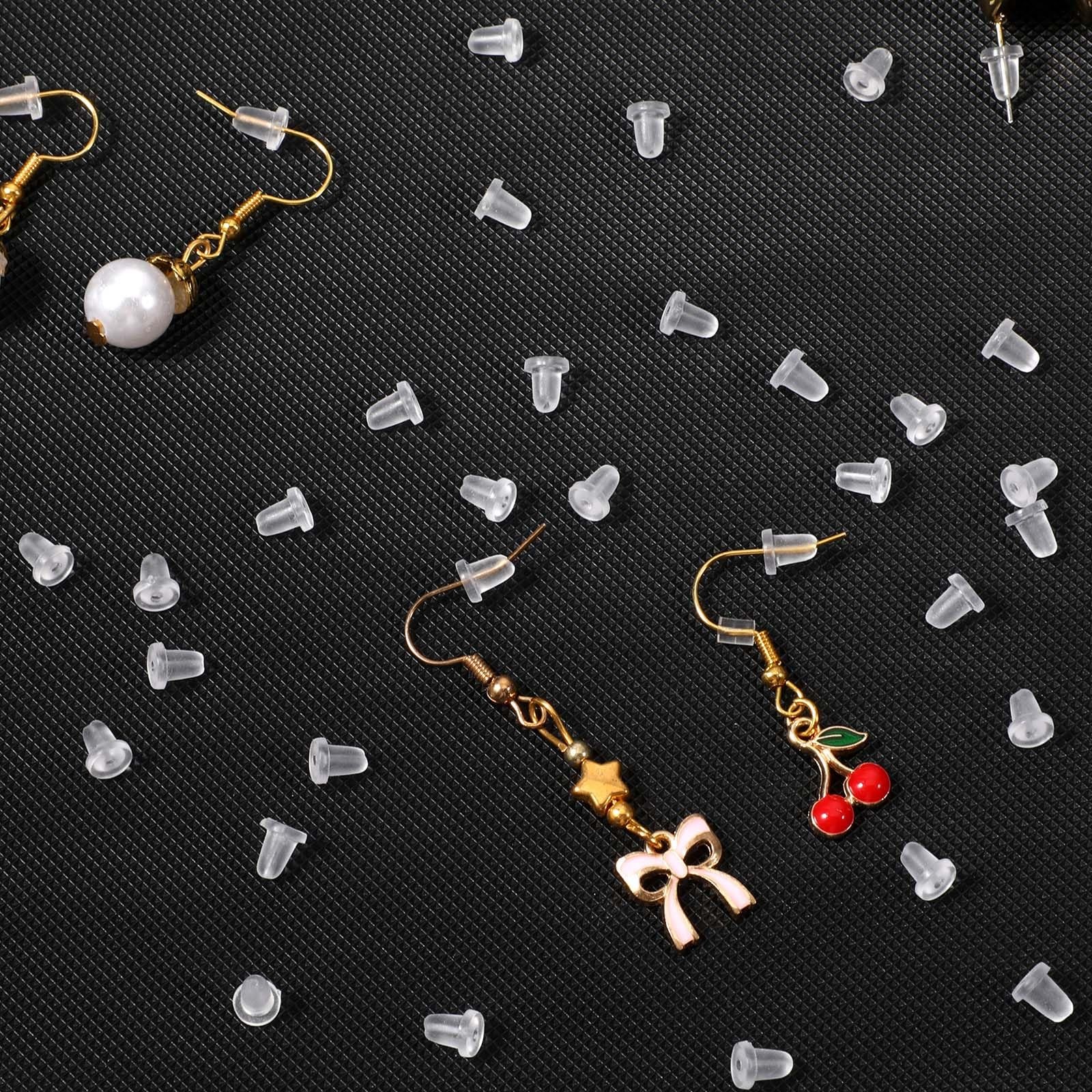 200 Pack Earring Backs Rubber, Earring Backs Replacements, Soft Clear Silicon...