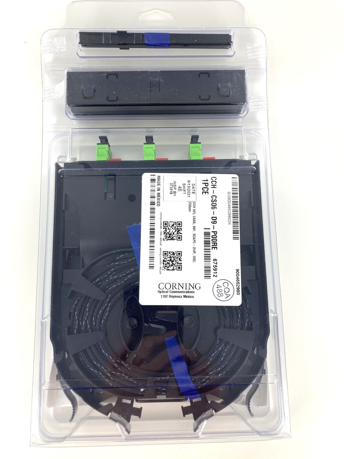 Corning CCH Pigtail Splice Cassette SC APC Duplex SM CCH-CS06-D9-P00RE ~STSI