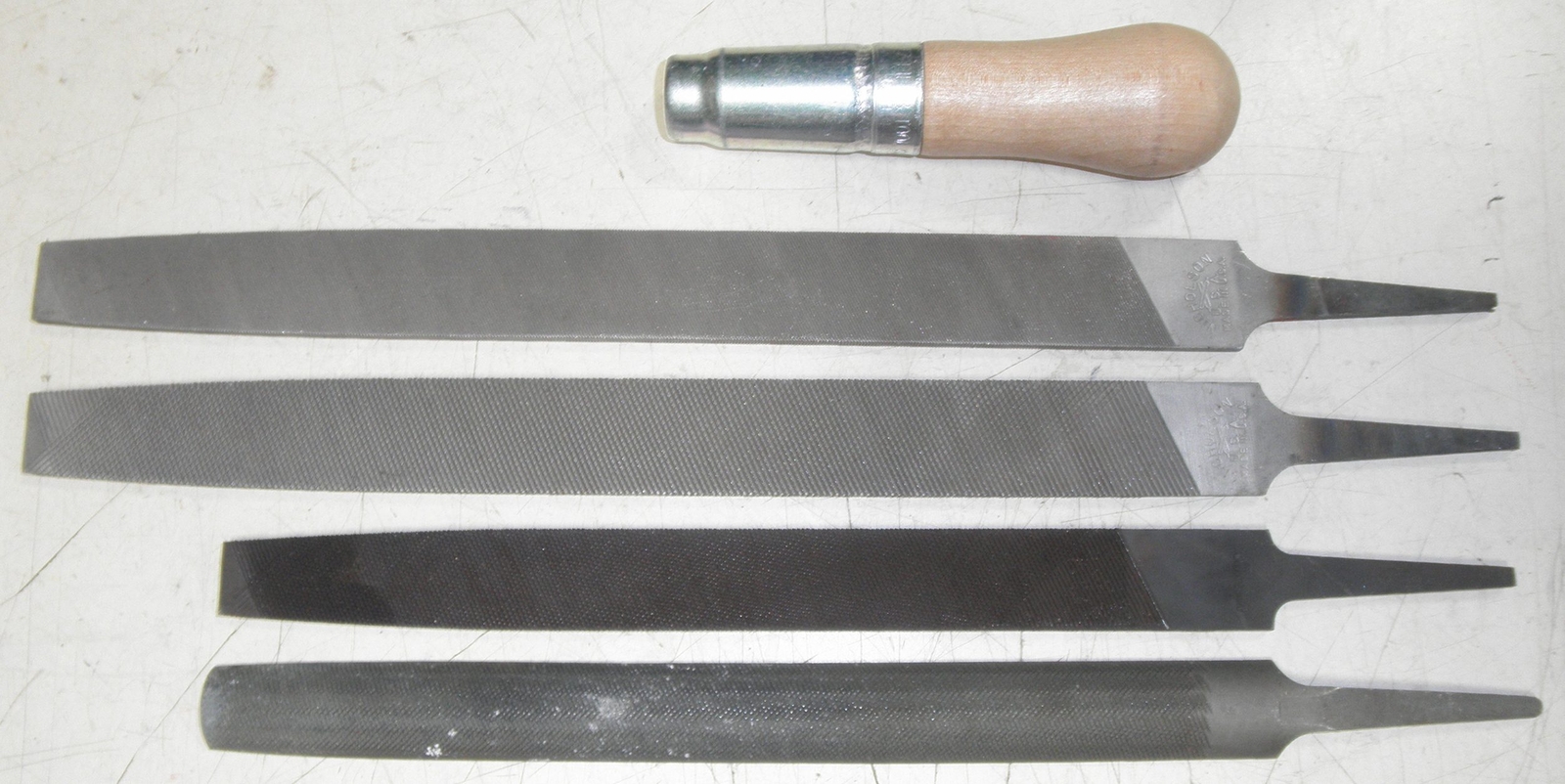 5 Pc. Jumbo File Set Nicholson 12" Flat & Mill, Handle w/ 10" Craftsman Doubl...