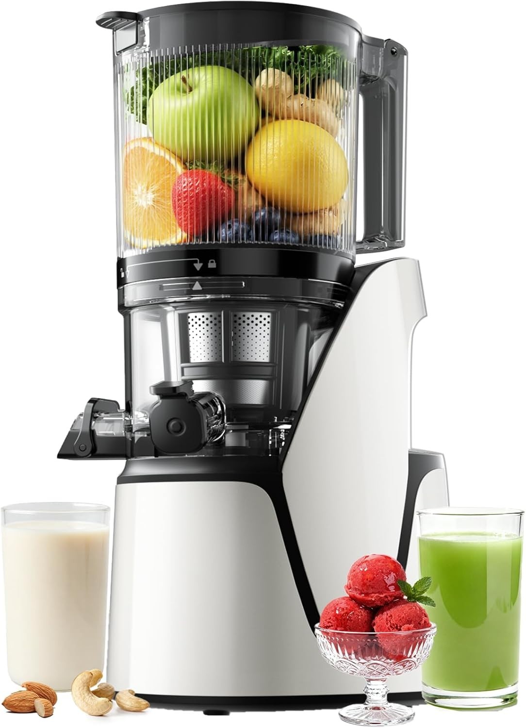 High-Performance Cold Press Juicer with Auto-Reversing & Dishwasher Safe Design