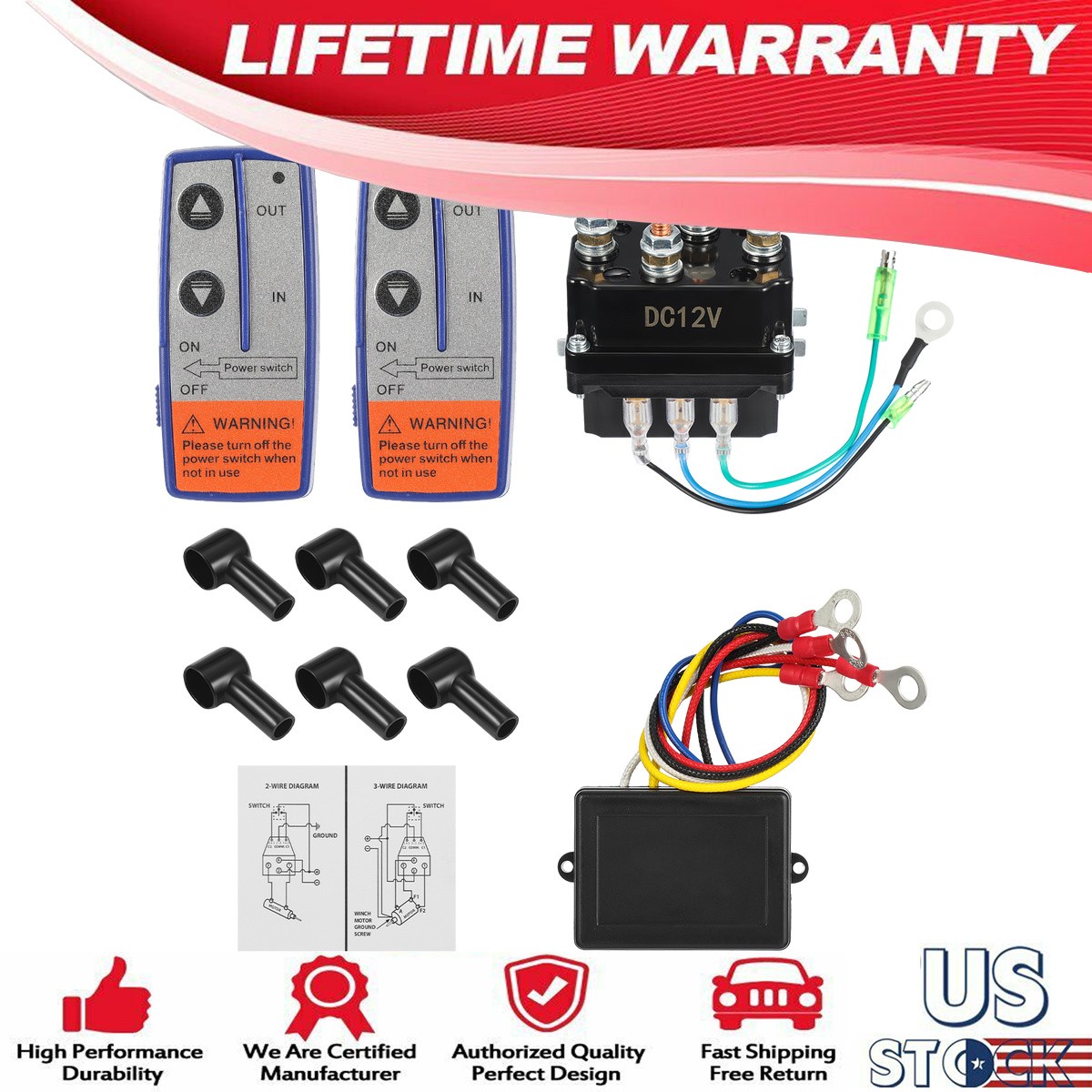 12V500A Winch Solenoid Relay Controller Contactor 12000LBS For Warn Badlands-SET