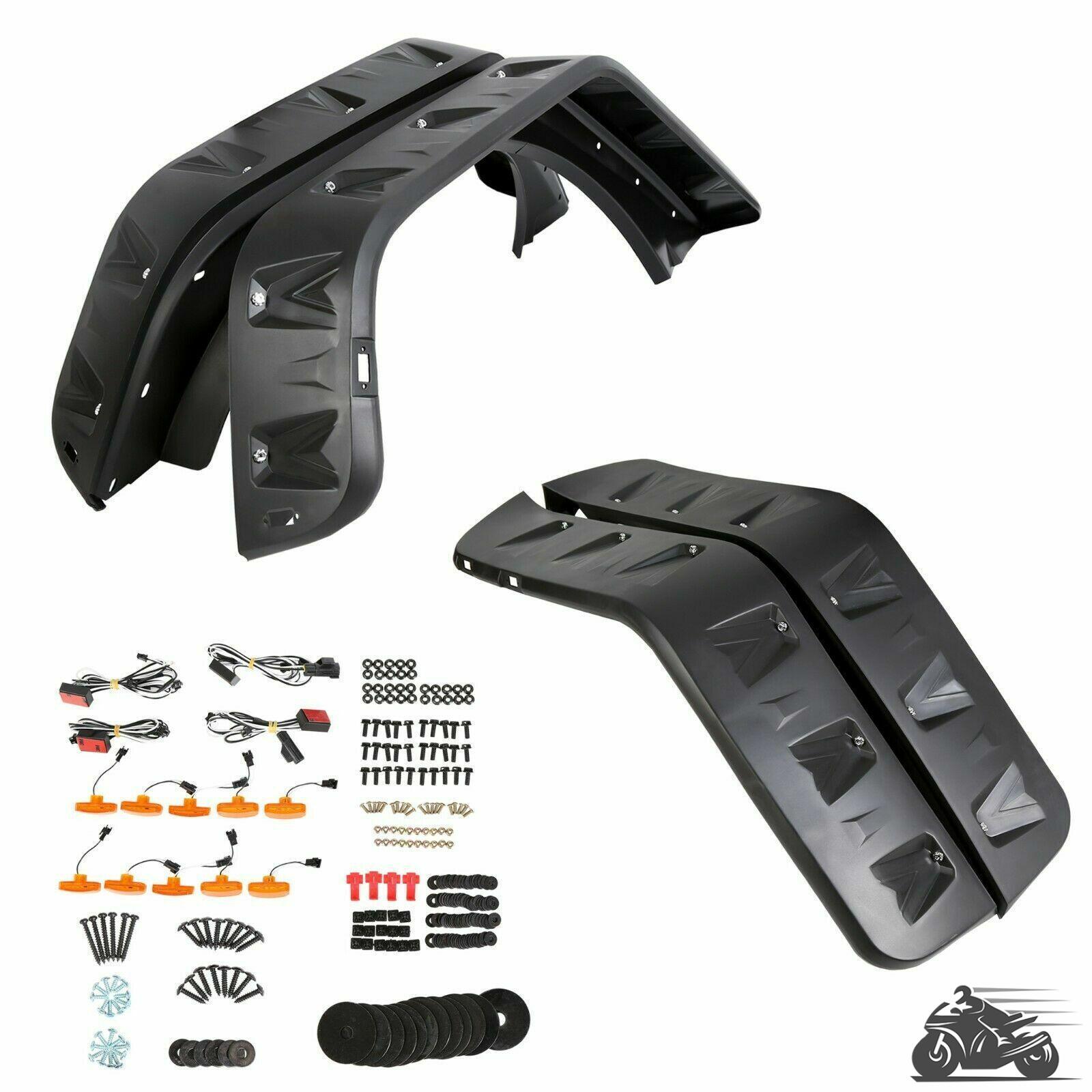 For Jeep Wrangler JK 07-18 Pocket Rivet Style Fender Flares w/LED Side Maker