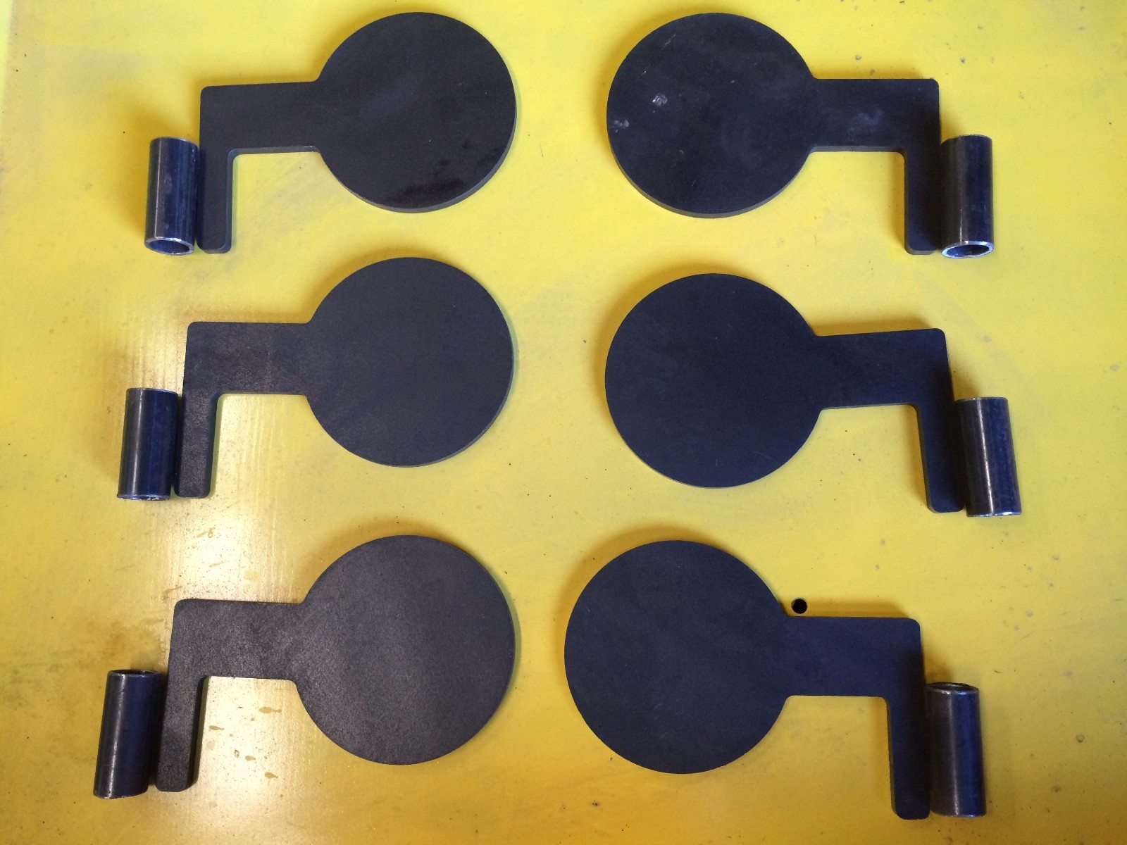 DUELING TREE PAD 3/8" X 3" leg X 7/8"leg width X 5" DIAM AR500 SET 6 PCS W/PIPES