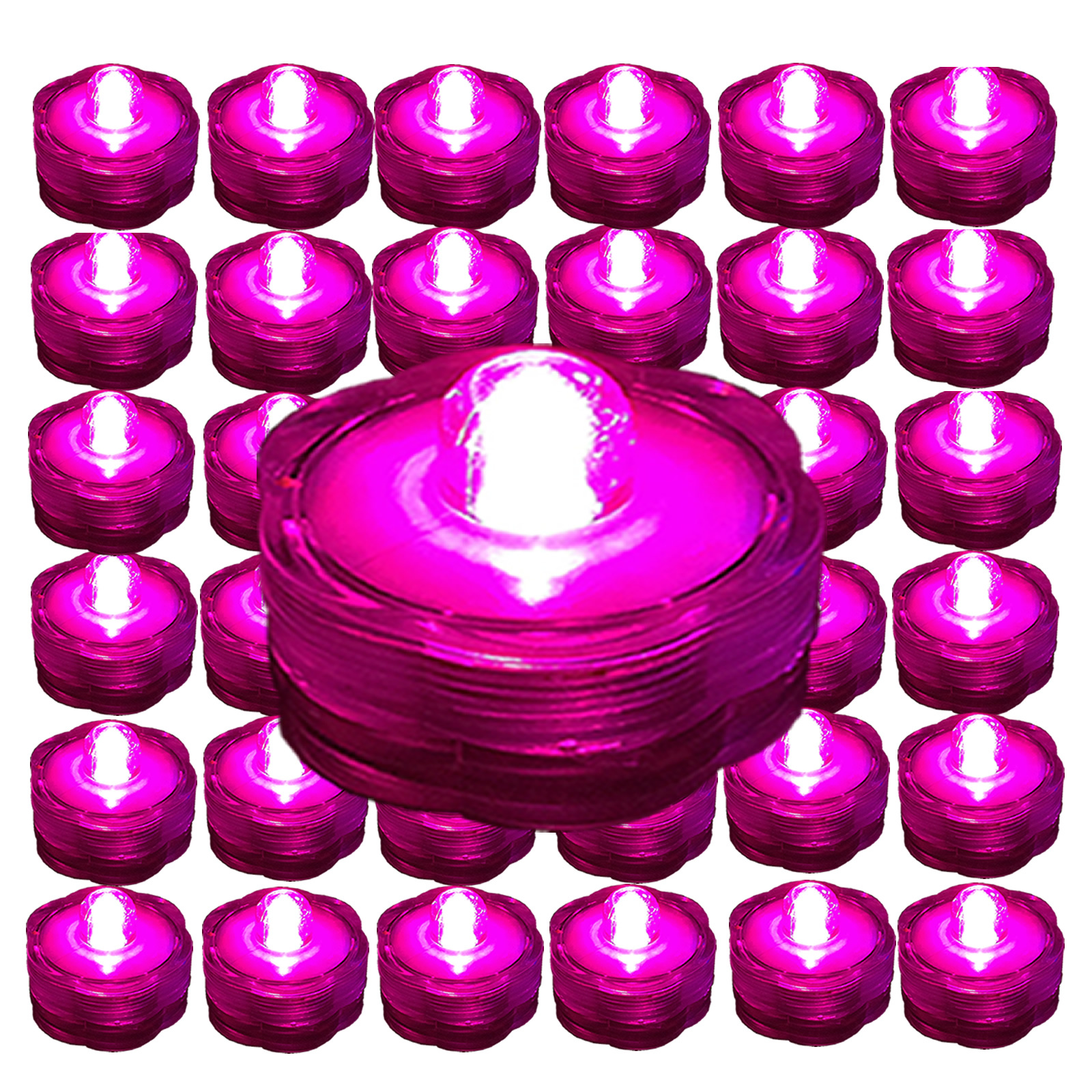 36 HOT PINK LED Submersible Tea Lights Wedding Centerpiece Eiffel Tower Vase USA