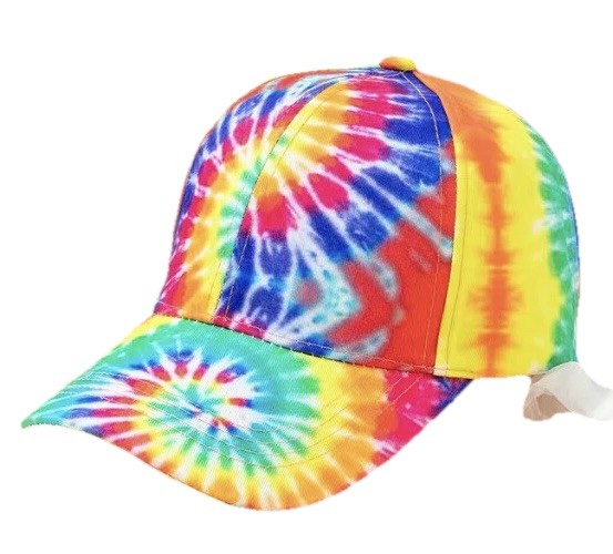 Rainbow colored baseball cap hat tie dye graffiti women’s adult strap back