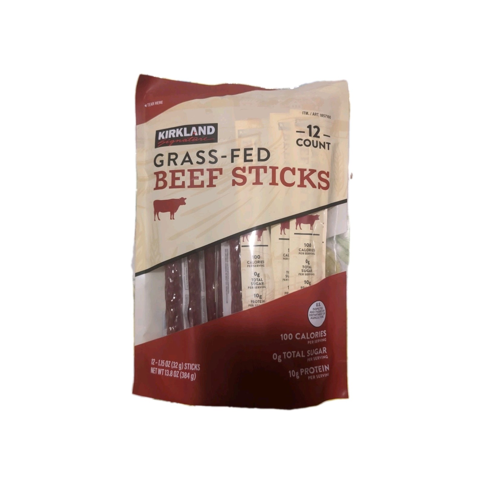 Kirkland Signature Grass-fed Beef Sticks 1.15 Oz 12-Count EXP Feb/02/2027