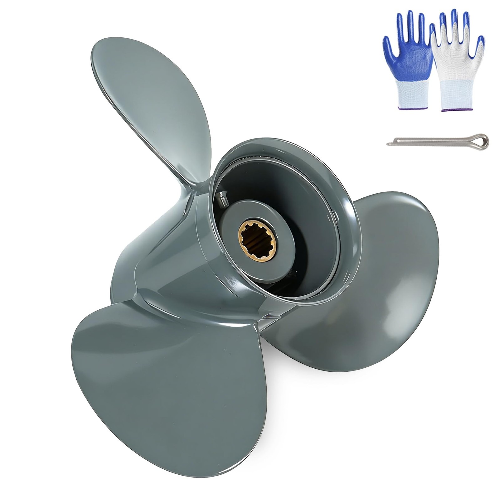 OEM Upgrade Aluminum Outboard Boat Propeller for Honda Engines 10 Spline Toot...
