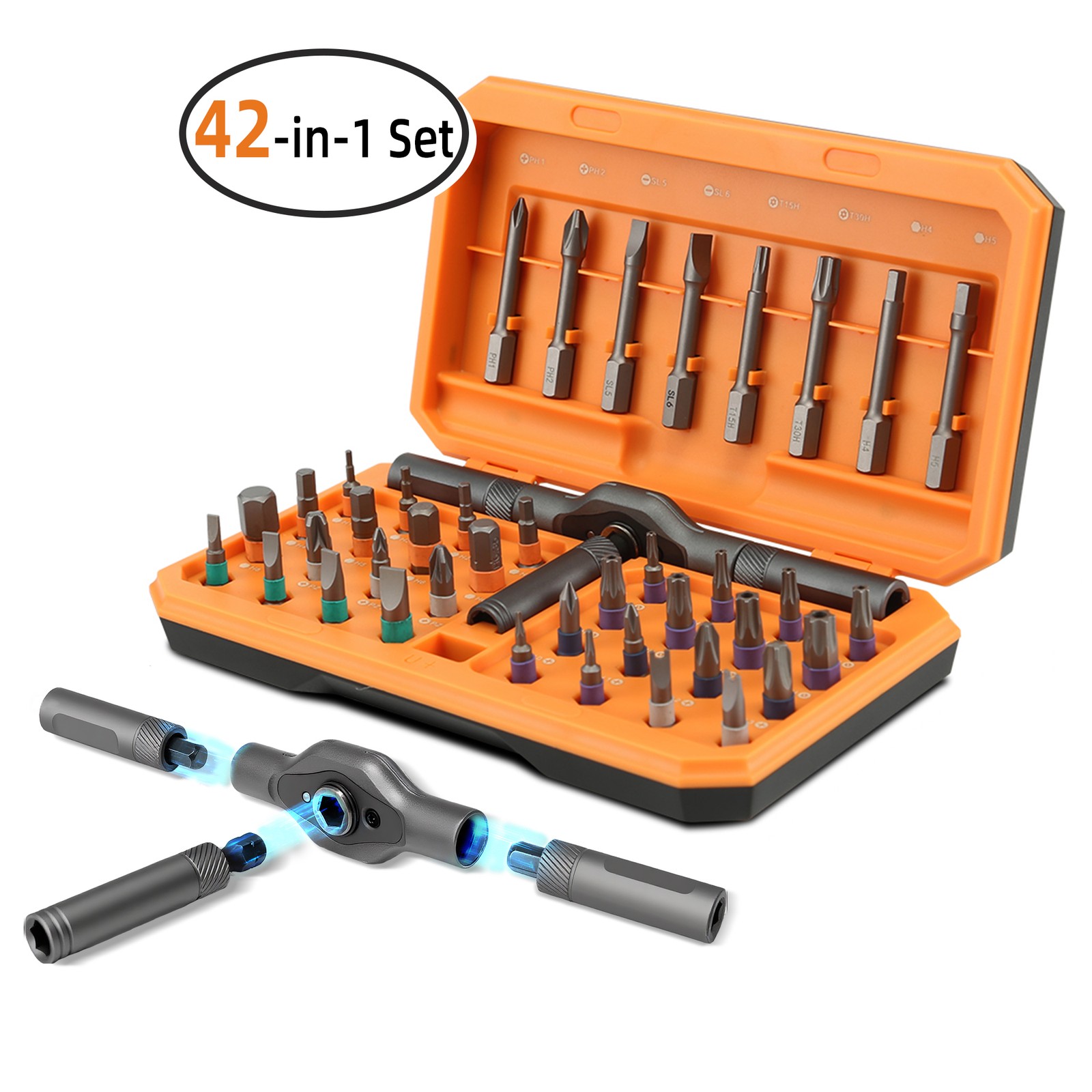 42-in-1 Magnetic Ratchet Screwdriver Set Auto Repair Tool Kit Portable Gift
