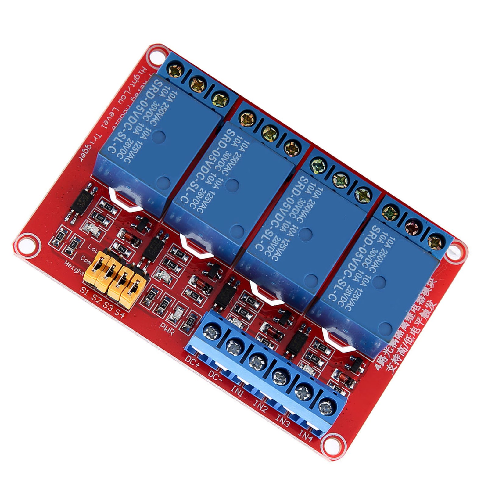 4 Channel Optocoupler Relay Module Board Stable Performance For Projects