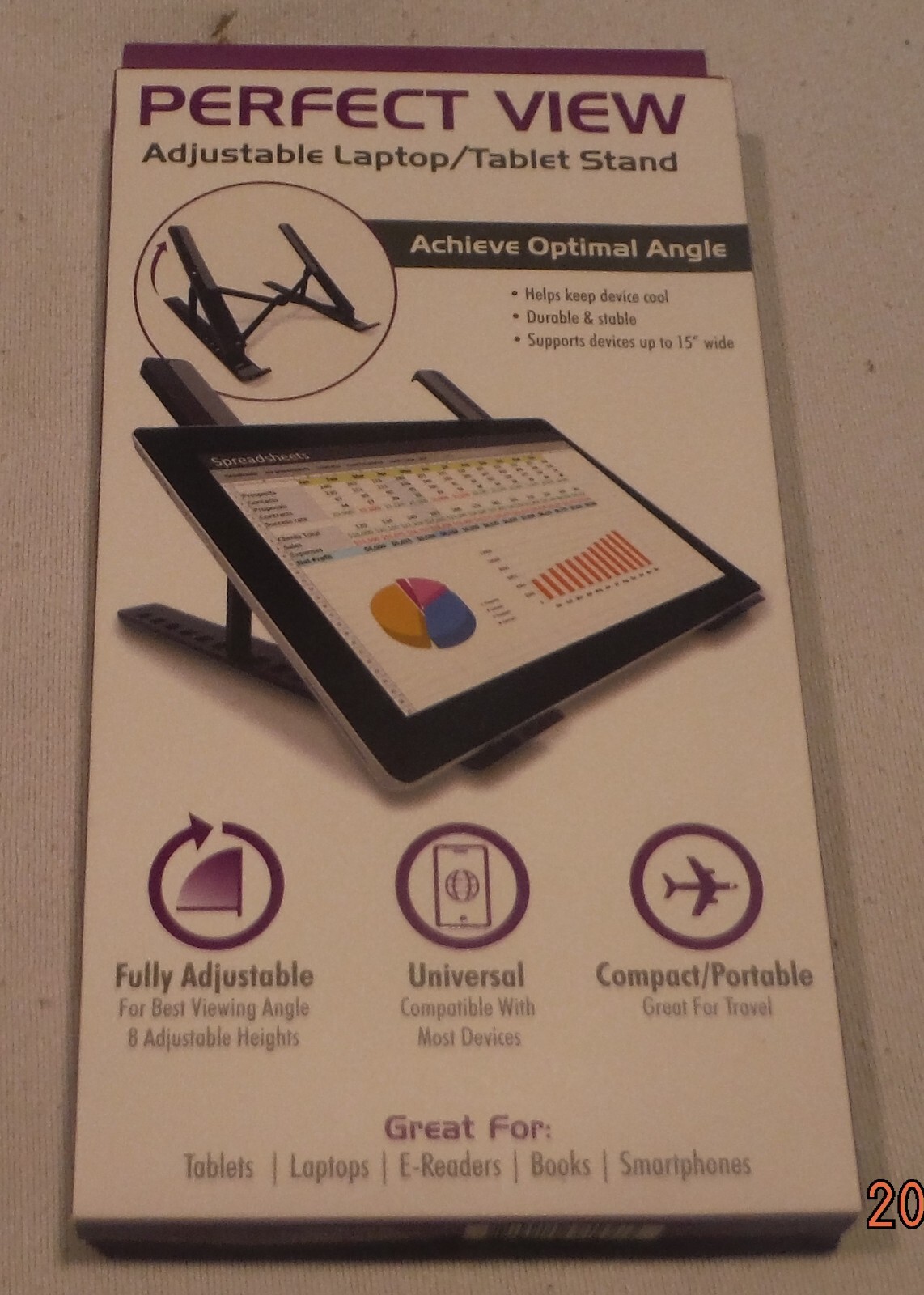 PERFECT VIEW ADJUSTABLE LAPTOP TABLET STAND TRENDSTAR UP TO 15"
