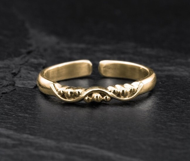 Gorgeous Solid Metal Adjustable Toe Ring For Her 14k Yellow Gold Plated Silver