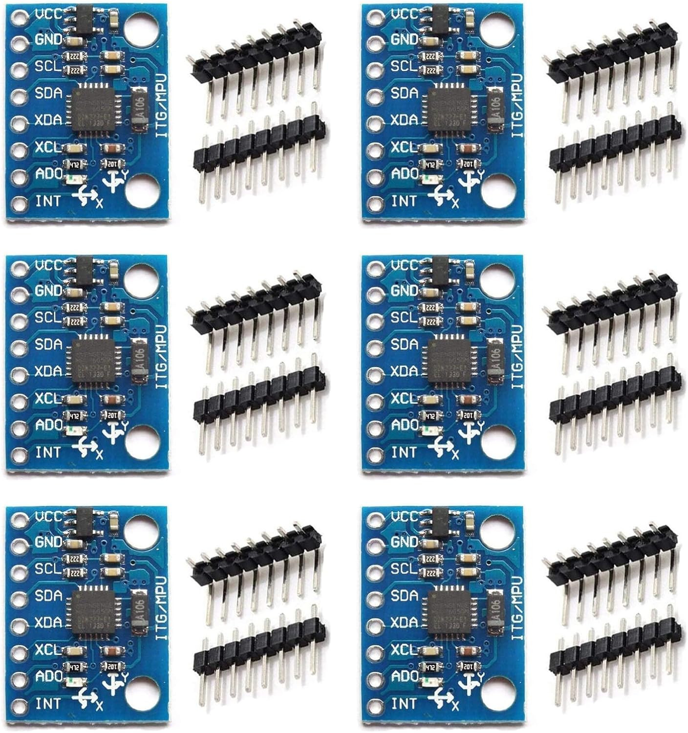 ​Keacvise 6-Pack GY-521 MPU6050 Sensor Module - 6-Axis IMU with 16-Bit ADC, 3-Ax