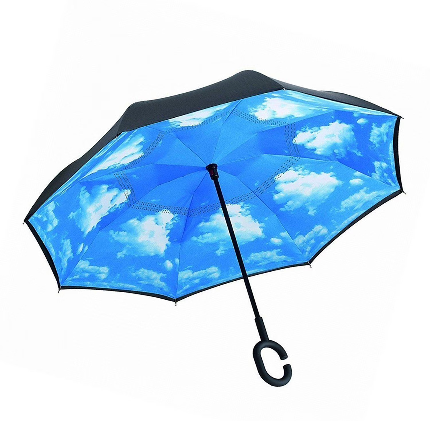 Inverted Adult Unisex Umbrella Windproof with C-shaped Hands B11845-1 EHD