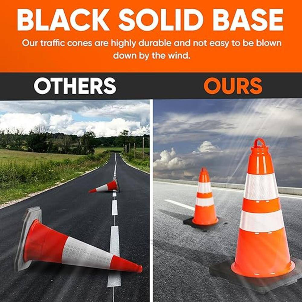 18 In. PVC Cone - 10-Pieces High Visibility Structurally Stable for Traffic, Par