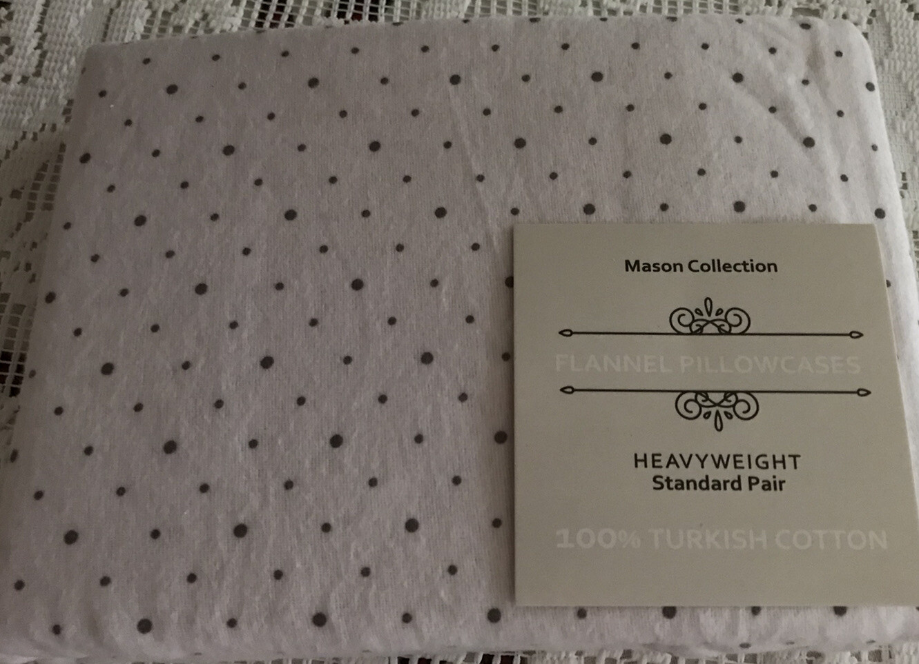 Mason Collection Flannel STANDARD HeavyWeight Pillowcases Set 2  CHAR DOTS New