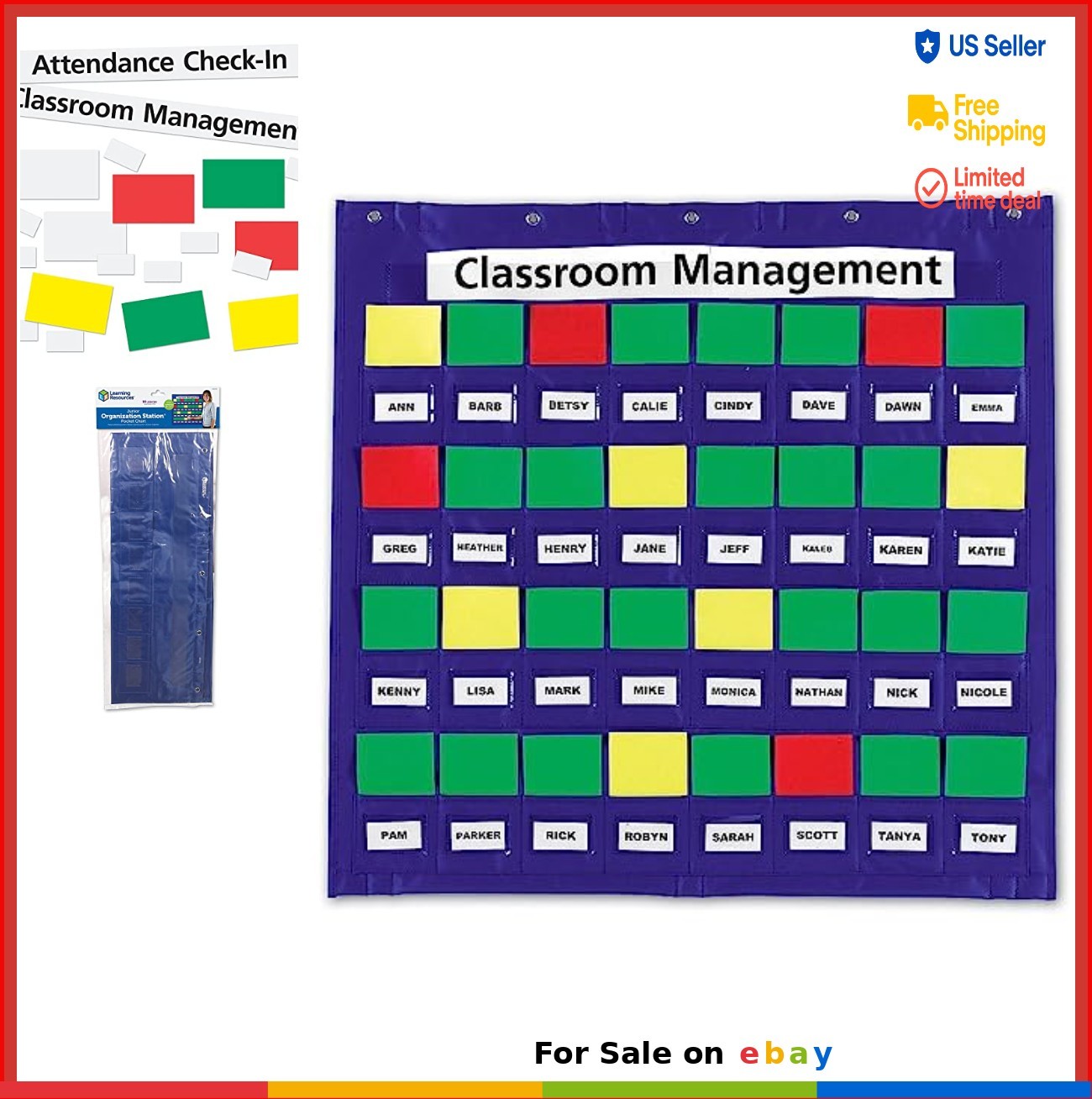Classroom Pocket Chart Hanging Organizer Calendar Center Circle Time Teacher