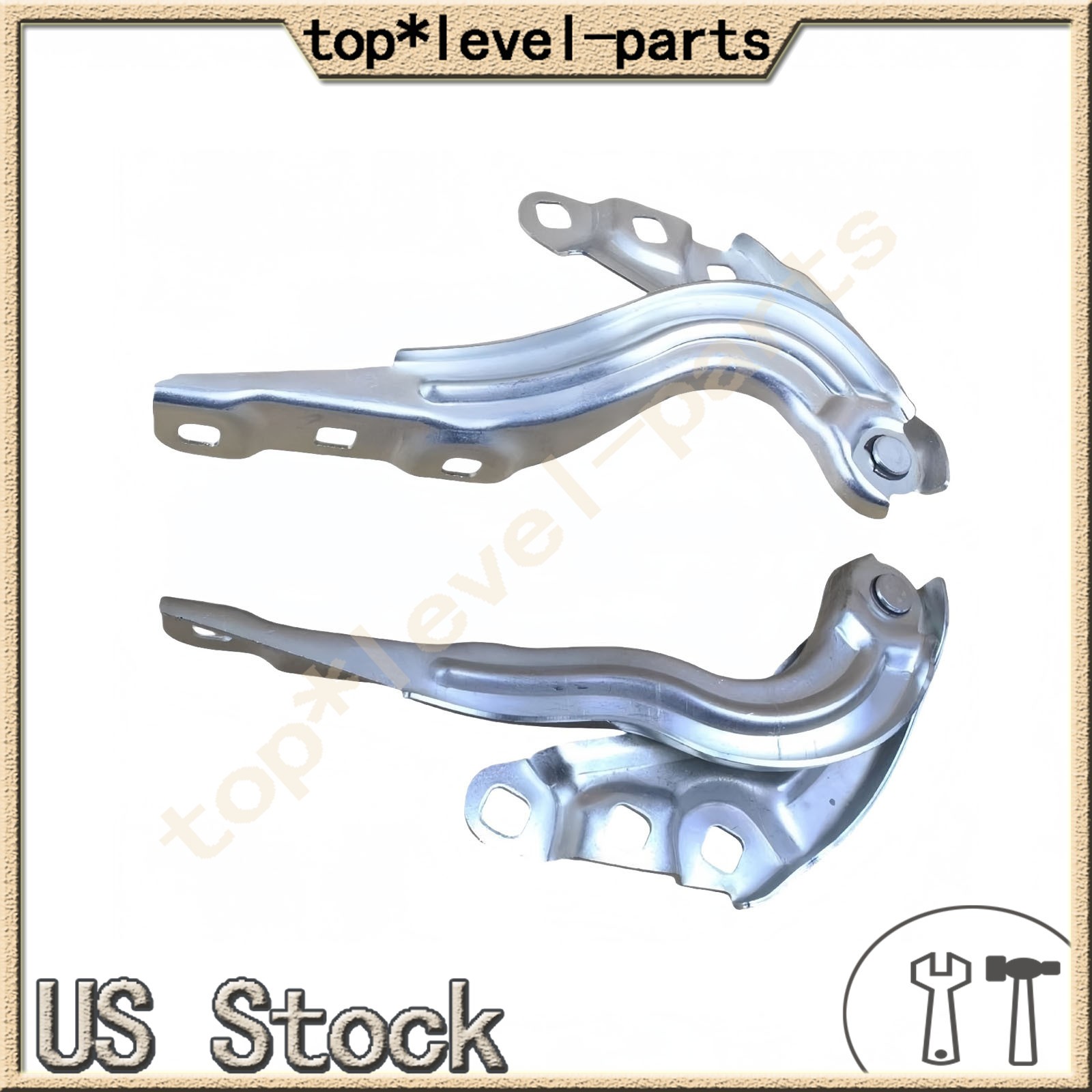 Pair Hood Hinges Left Right For 19-24 Cadillac XT4 23282543 23282544 2PC Silver