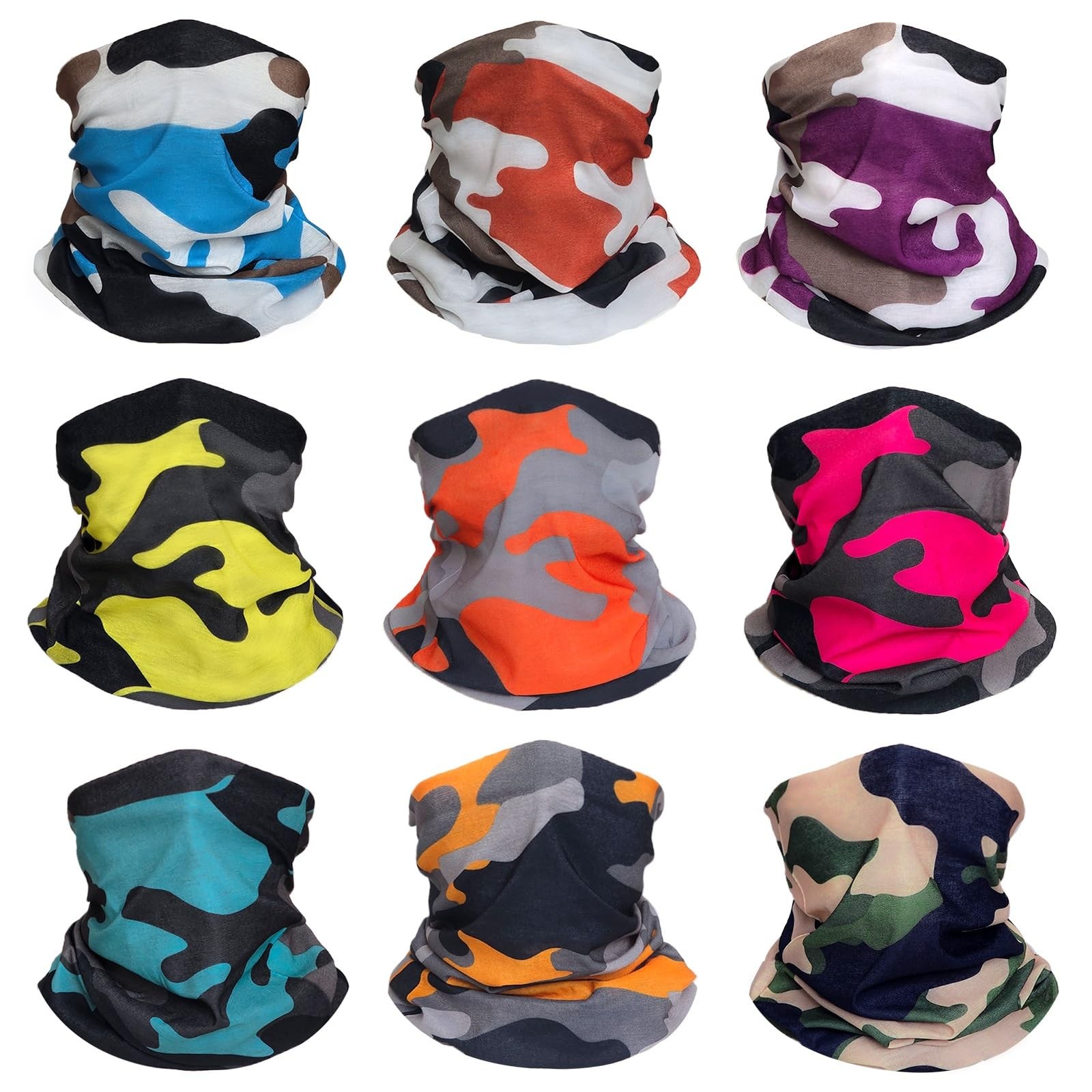 Cooling Neck Gaiter for Men Women Gator Face One Size, Colorful Camouflage
