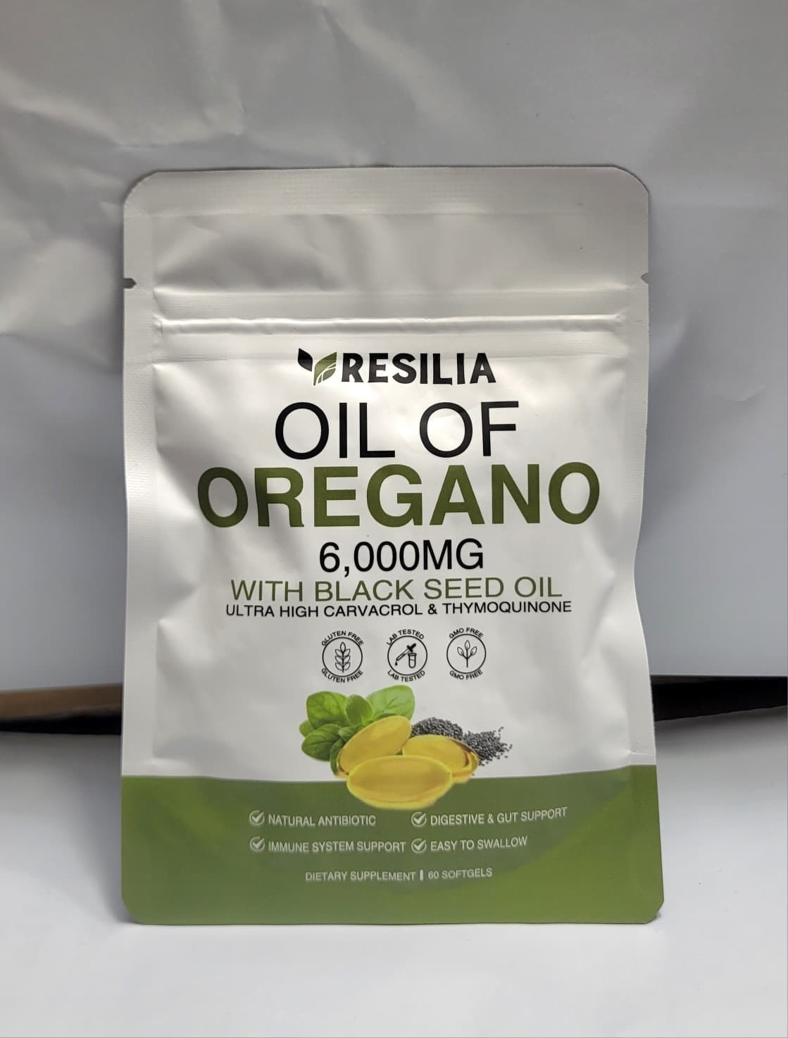 Resilia Softgels with Black Seed Oil 6000mg – Organic Oregano Oil Capsules fo...