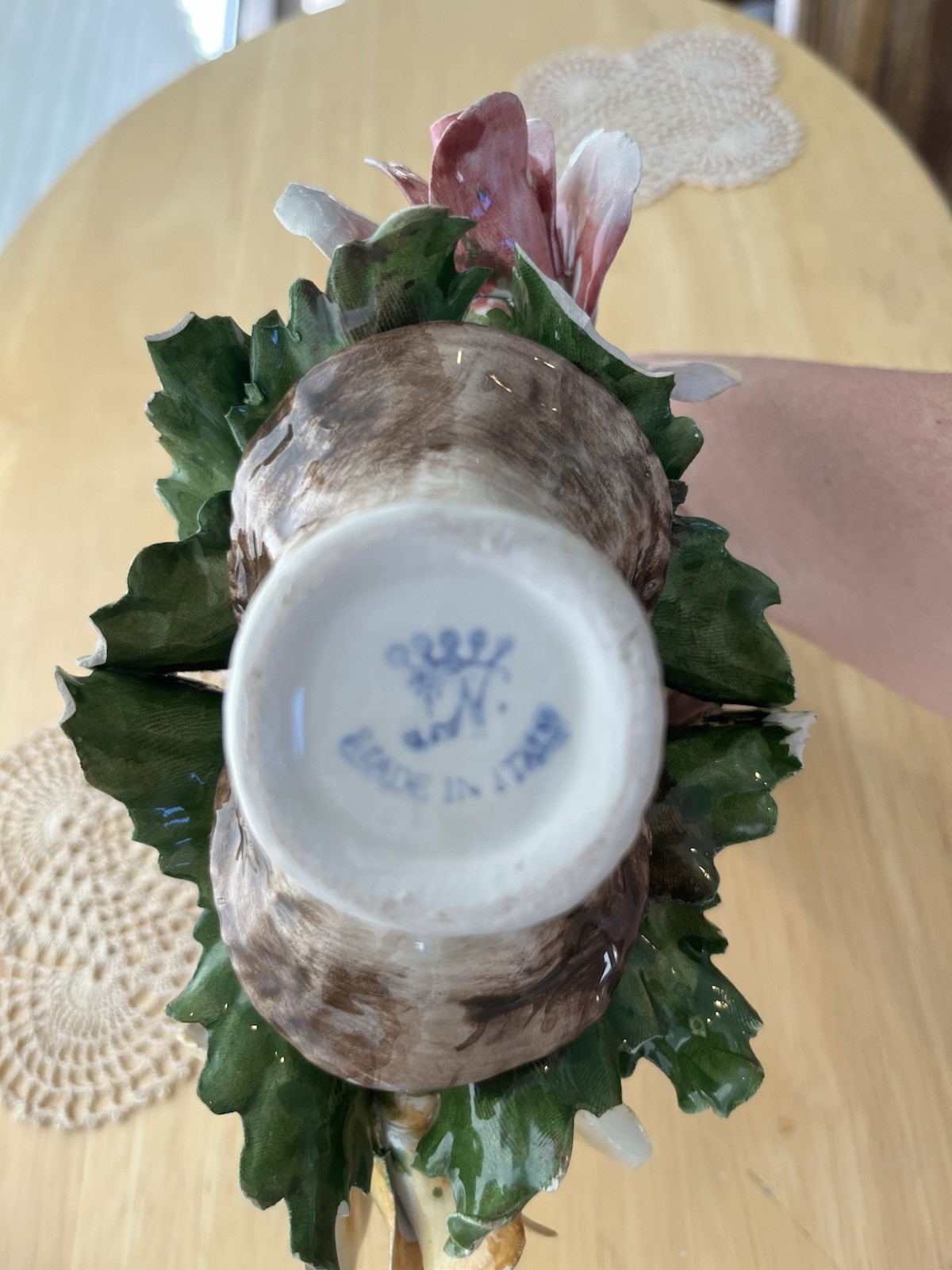 Vintage Capodimonte Floral Basket