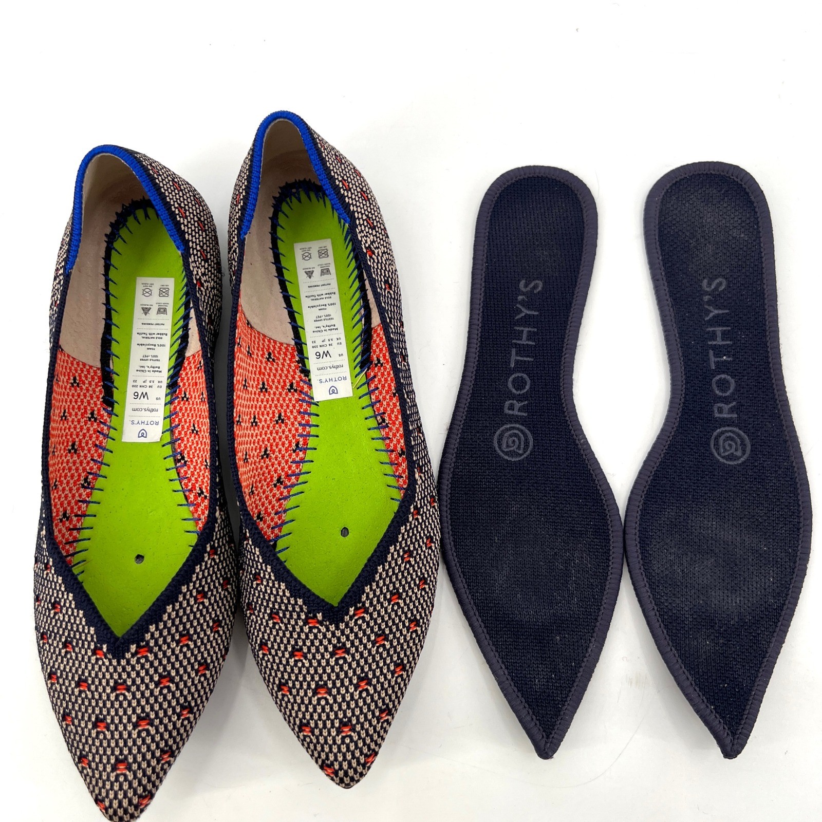 Rothy's The Point Flats Coral Dot Limited Edition Size 6