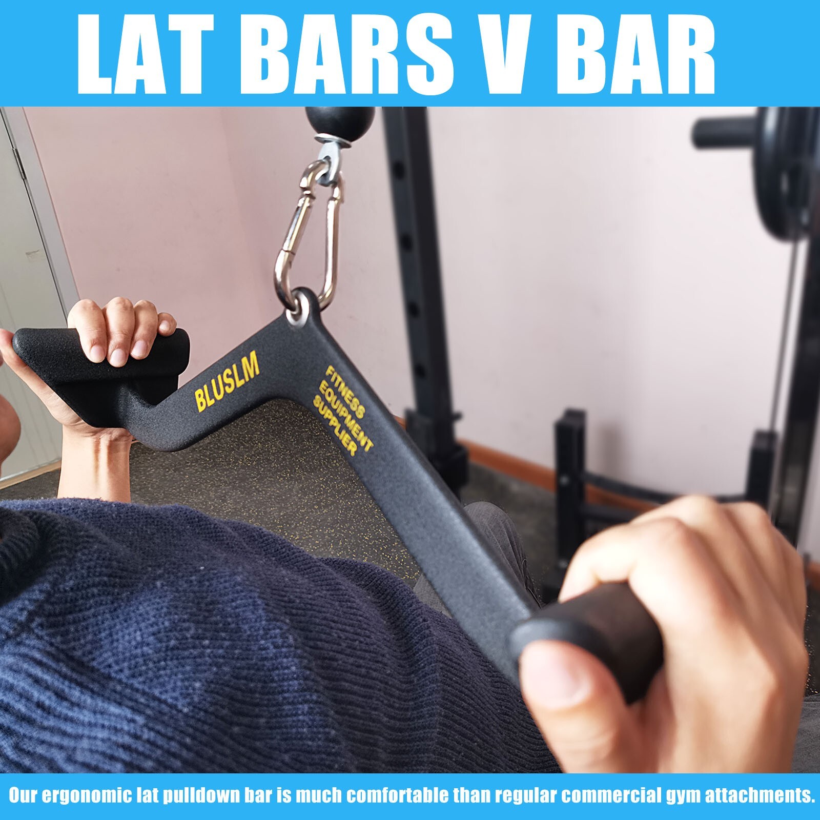 LAT Pull Down Bar for Cable Machine Pulldown T Bar V Bar Cable Attachments BL05