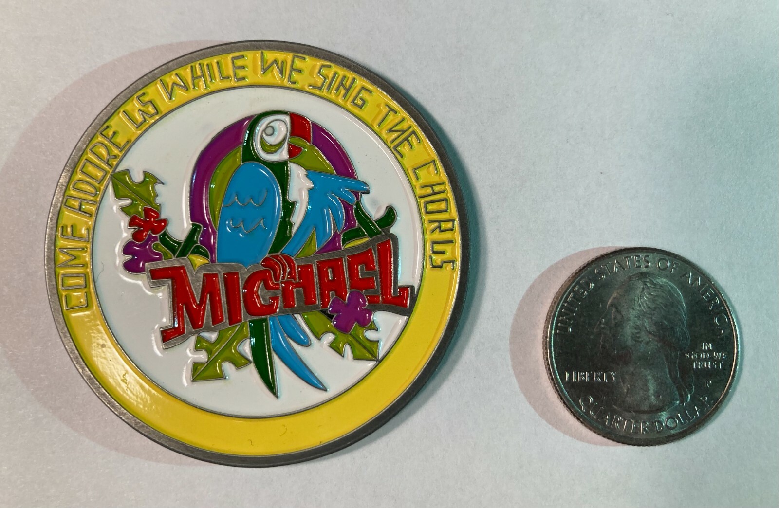 Disneyworld Enchanted Tiki Room 2 inch Medallion Challenge Coin, Michael