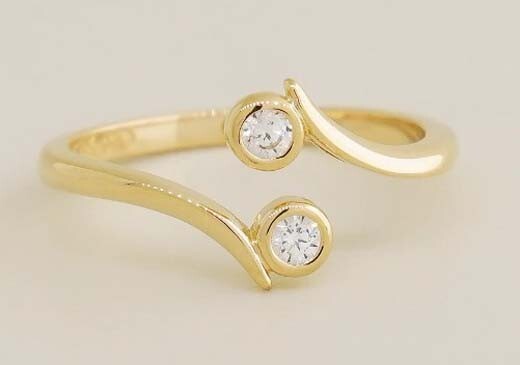 Women's Valentine's 2 Bezel Band Adjustable Toe Ring Simulated Diamond 925 SS