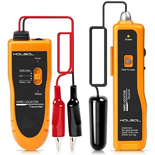 F02 Underground Cable Locator, Wire Tracer with Earphone, Cable Tester Yellow