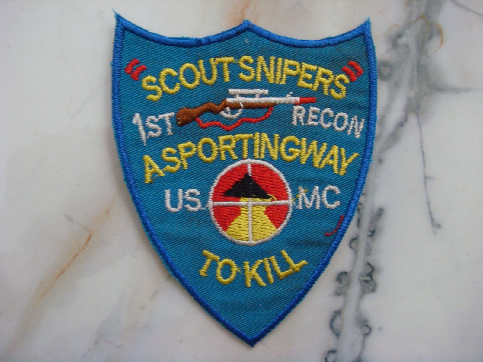 USMC 1st RECON SCOUT SNIPERS "A SPORTING WAY KILL" , VIETNAM WAR PATCH