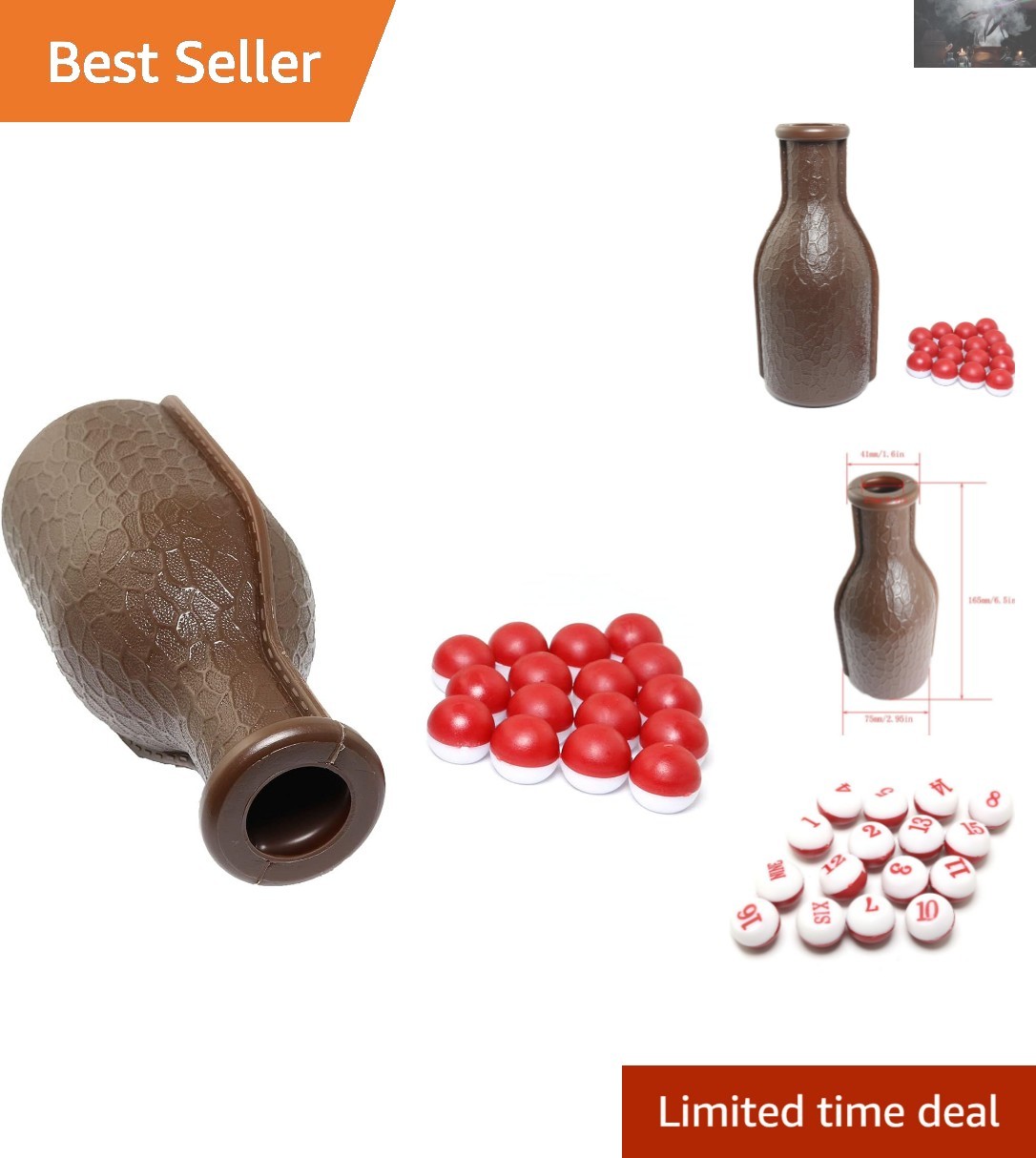 Billiard Shaker and 16 Red & White Tally Peas Set - Beginner Friendly Fun