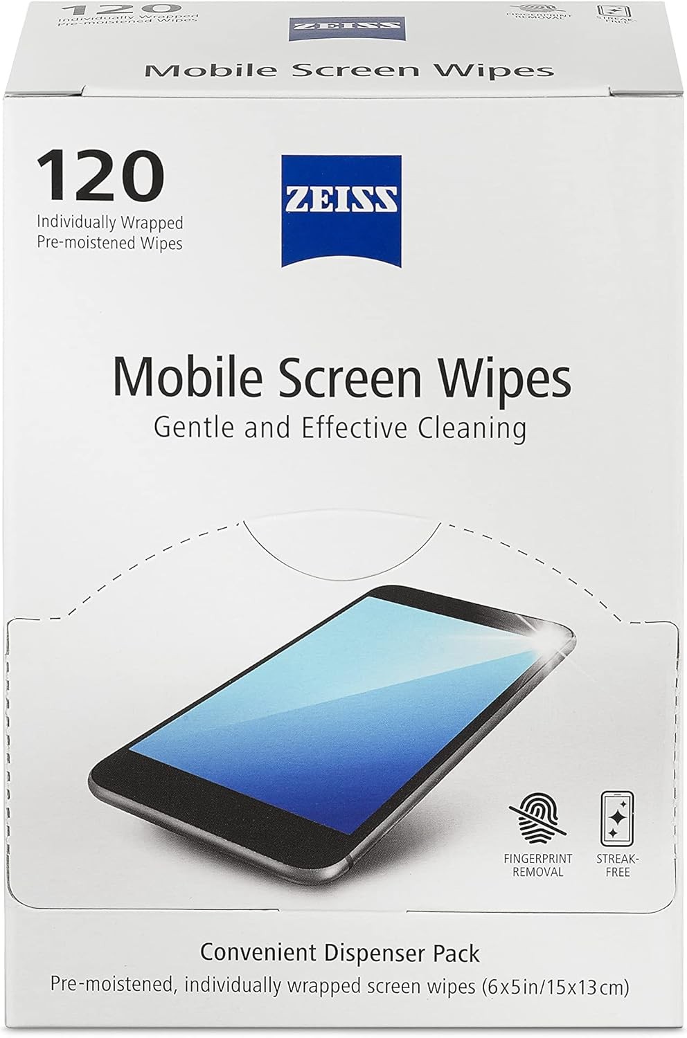 ZEISS Pre-Moistened Screen Cleaning Wipes – 120 Count for Electronics